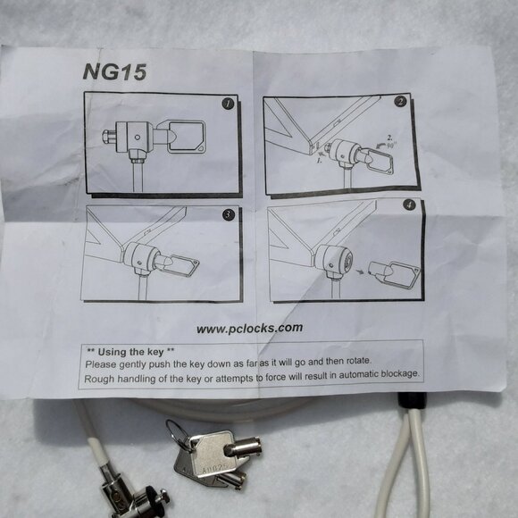 PC (Personal Computer) Cable Lock 3ft Straight with 2 Keys - Picture 5 of 5